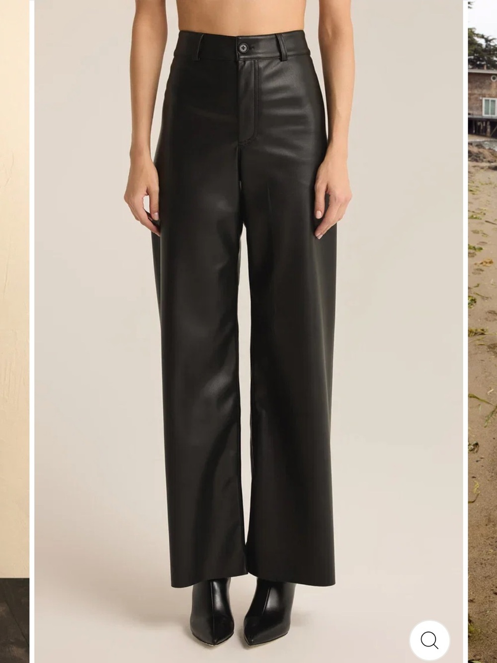 Z Supply Black Wide-Leg Faux Leather Pants